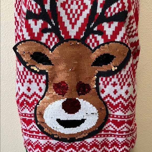 No Boundaries- Festive Reindeer Sweater - Red and Green - Picture 4 of 8
